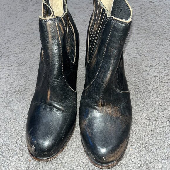 FREEBIRD by Steven MORGAN CHELSEA Black Distressed Leather Ankle Boot Booties 8 - Picture 3 of 10